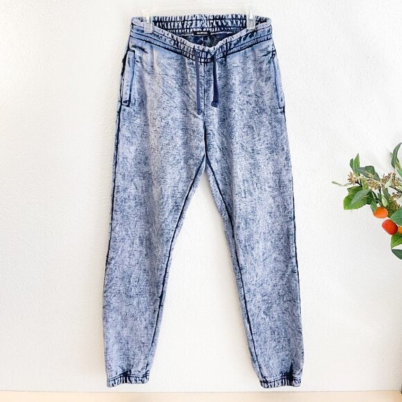 🦋 MEN'S TALENTLESS Blue Acid Wash Sweatpants Small Casual Pants Tie Dye - Picture 1 of 5